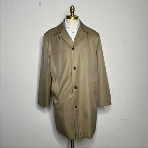 Brooks Brothers 346 Trench Overcoat Beige Long Top Coat Mens 42R Large